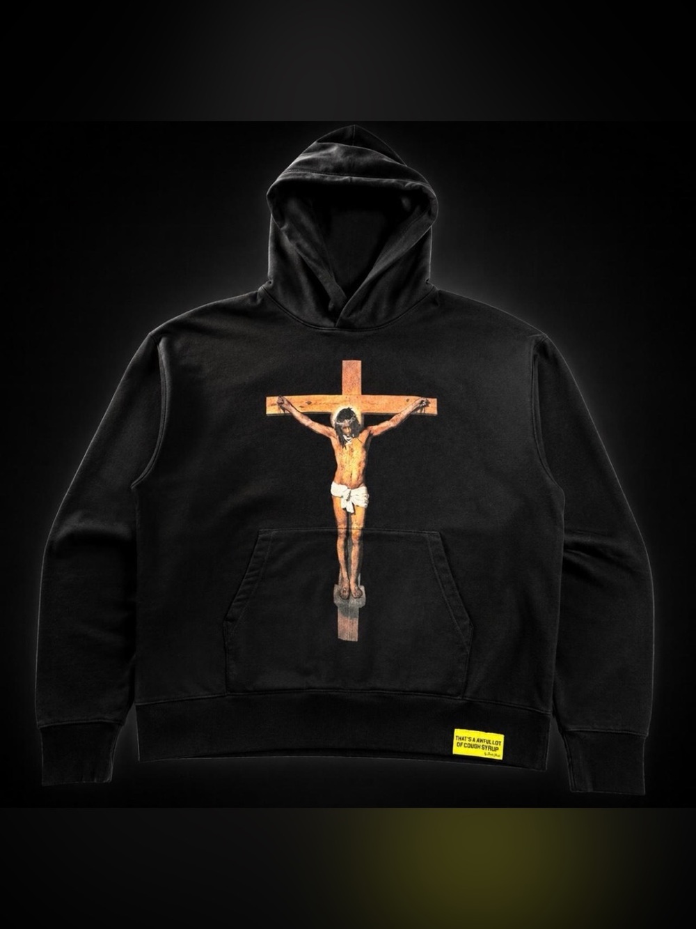 That's A Awful Lot Of Cough Syrup ‘Free Jeff’ Crucifix Hoodie - Size M - NWT
